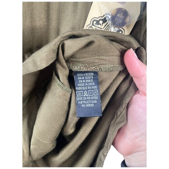 Obey olive green button front lightweight coat pockets cinch tie waist small NWT - Picture 5 of 9